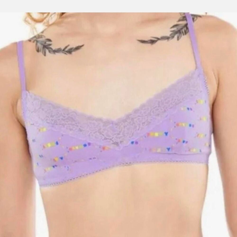 Savage x Fenty Lavender Cotton Essentials Lace-Trim Bralette Size XS